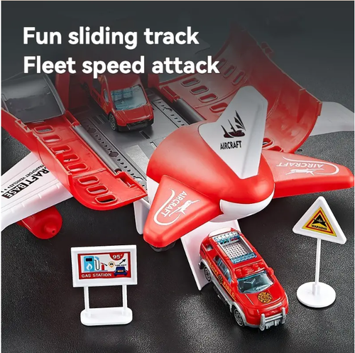 👶Multifunctional DIY Toy Set with Storage Airplane | Includes 3 Cars + 6 Traffic Signs