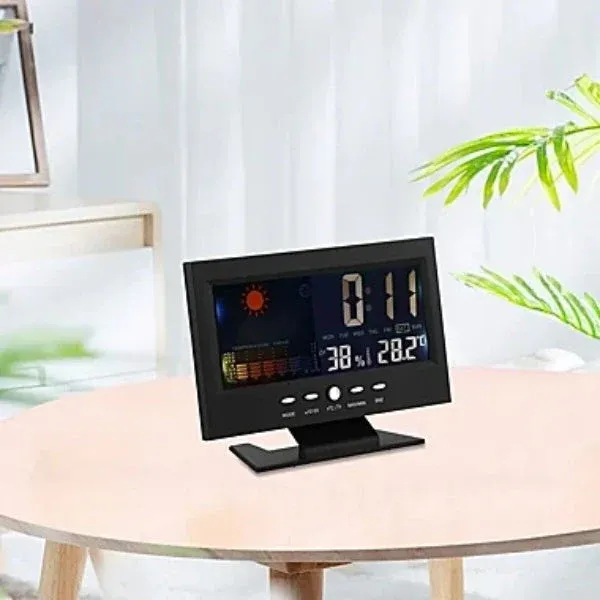 🔥Digital LED Temperature Humidity Monitor Weather Forecast LED Table Alarm Clock