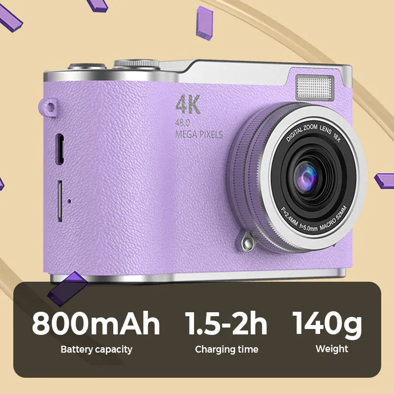 💎 4K High-Definition Flip Screen Digital Camera📸 – 8x Zoom, Autofocus, Rotating Screen, Perfect for Vlogs and Selfies 📸🌈 64GB Memory Card+Card Reader+Converter