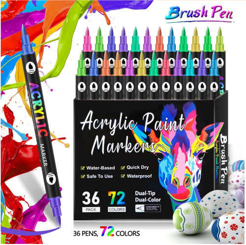 Double-ended acrylic paint markers - 36 pcs-72 colors