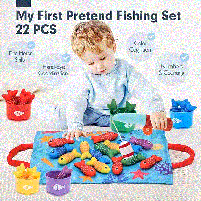 👉 22 Pieces Toddler Fishing Toys Montessori Toys Suitable for 1-3 Years Old Boys Girls Birthday Gift