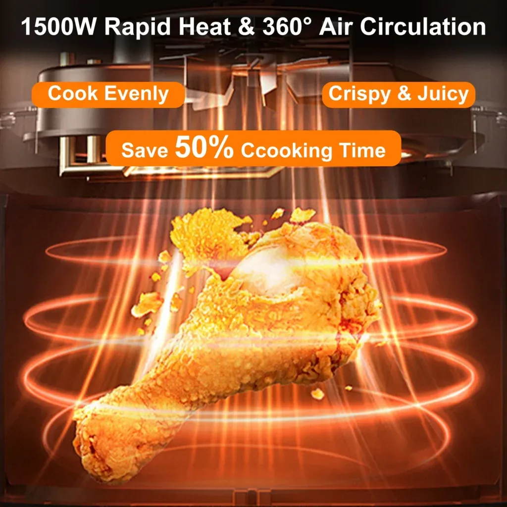 🔥 Smart Digital Touchscreen Air Fryer – Crispy, Oil-Free Cooking in Minutes!