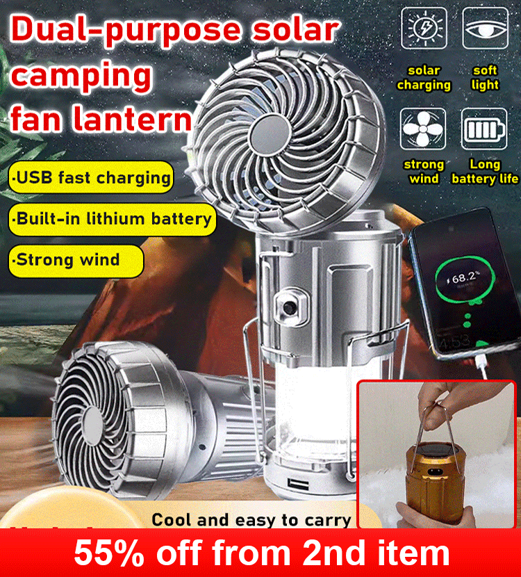 6 in 1 Portable Outdoor LED Camping Lantern with Fan