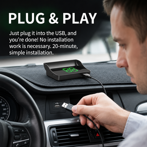 GPS Head-Up Display for Cars – Digital MPH Speedometer with HUD Projection