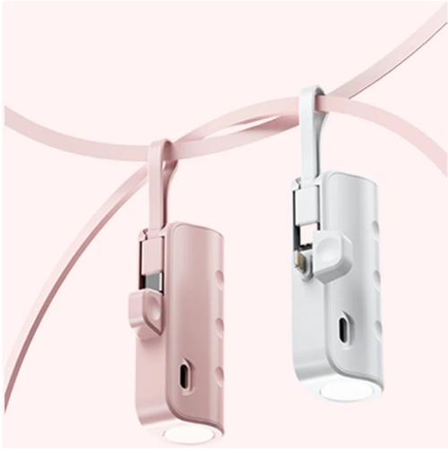 🔥10000mAh Mini Powerbank 5000mAh Type C Portable Powerbank For iPhone Charge Built in Type C Cable 2 in 1 Power Bank For Android