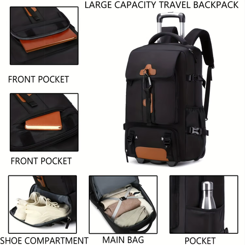 A high-end travel backpack with wheels