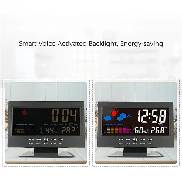 🔥Digital LED Temperature Humidity Monitor Weather Forecast LED Table Alarm Clock