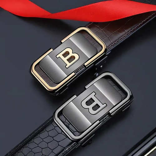 Men's Leather Automatic Buckle Belt (Black & Brown)