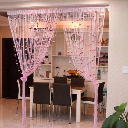 Rose Silver Silk Door Curtain