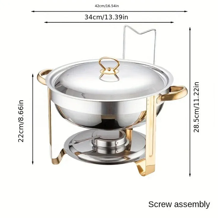 🧑‍🍳The same as in a five-star buffet restaurant🍽️Stainless Steel Chafing Dish Buffet Set 5QT with Fuel Can Rack, Gold Food Warmer for Parties