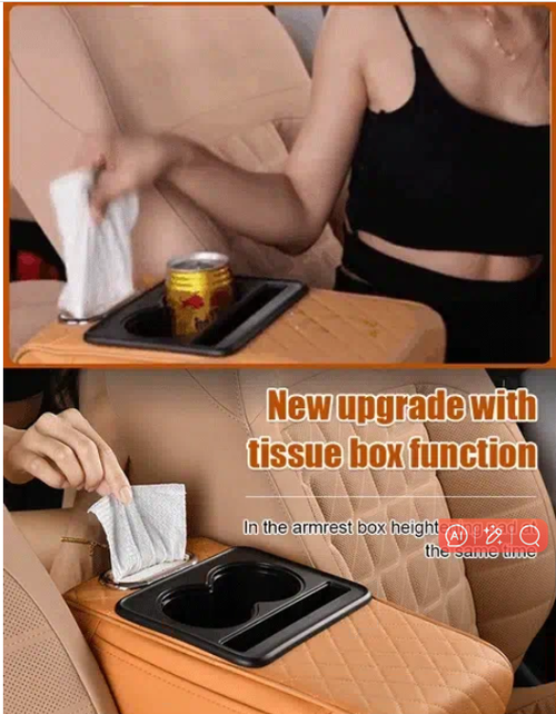🚗 Multi-Function Car Armrest Pad with built-in cup holder, tissue box & phone pocket! 144 sales