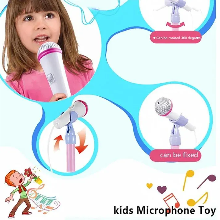 🎁 Microphone Toy, Karaoke Machine Toy with Lights Kids Microphone with Stand, Karaoke Song Instrument Toy, Educational Training Toy