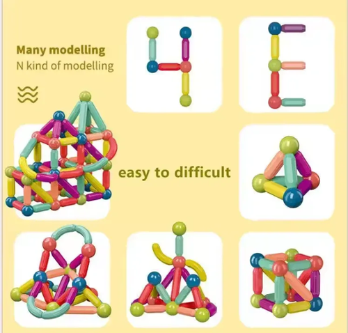 Magnetic Building Blocks Transparent Magnetic 3D Building Blocks 84 Pieces Children's Educational Toys (With Storage Box)
