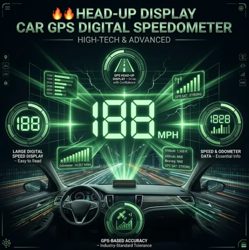 GPS Head-Up Display for Cars – Digital MPH Speedometer with HUD Projection