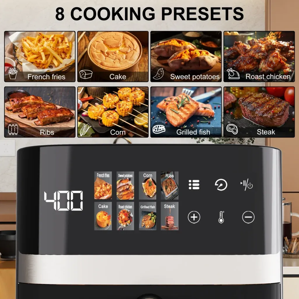 🔥 Smart Digital Touchscreen Air Fryer – Crispy, Oil-Free Cooking in Minutes!