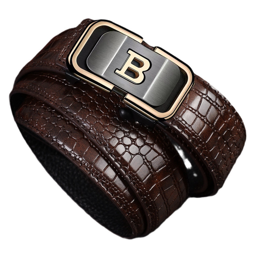 Men's Leather Automatic Buckle Belt (Black & Brown)