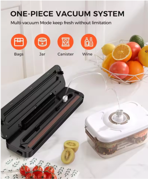 75Kpa Vacuum Sealer Machine, 6-in-1 Food Sealer with Digital Timer  Dry.Moist Modes, Compact Design, Includes 10 Bags