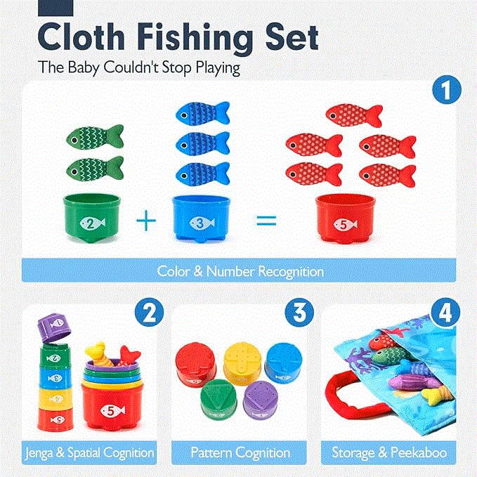 👉 22 Pieces Toddler Fishing Toys Montessori Toys Suitable for 1-3 Years Old Boys Girls Birthday Gift