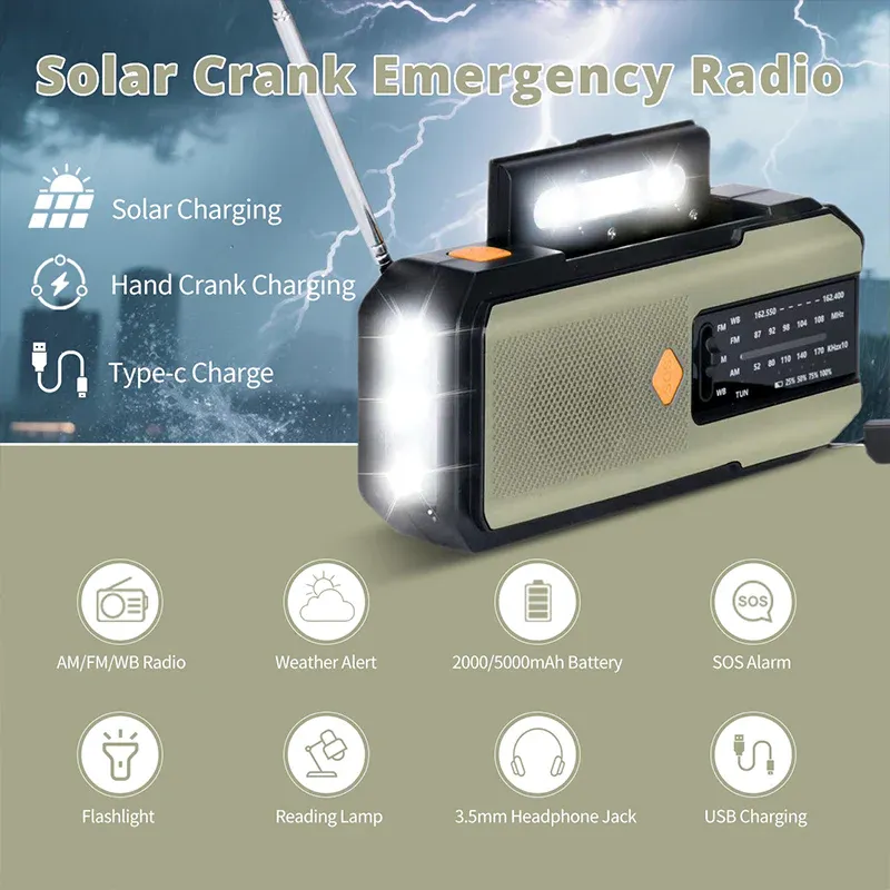 📻 Solar Hand-Crank Emergency Weather Radio