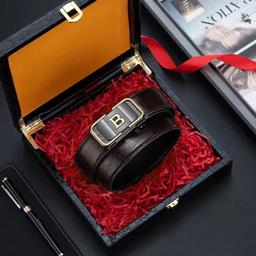 Men's Leather Automatic Buckle Belt (Black & Brown)