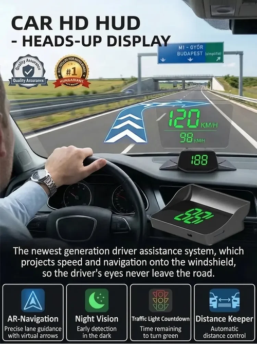 GPS Head-Up Display for Cars – Digital MPH Speedometer with HUD Projection