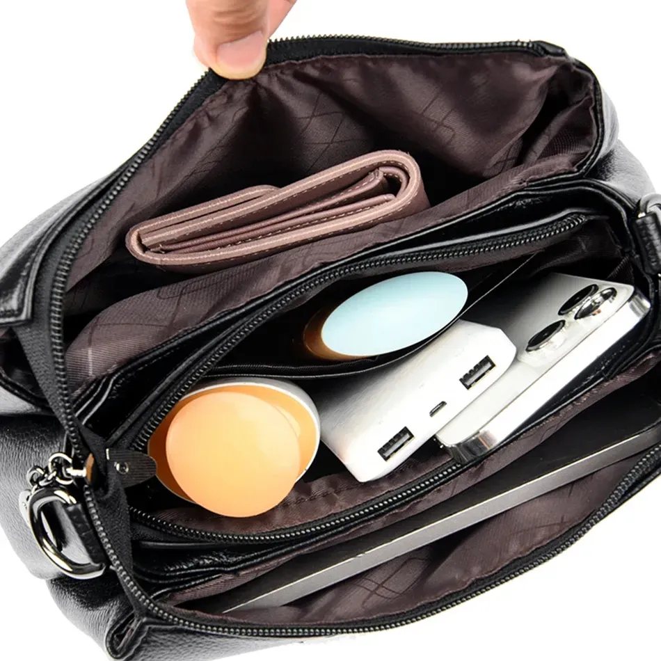Fashionable versatile multi-layer zipper large-capacity casual bag