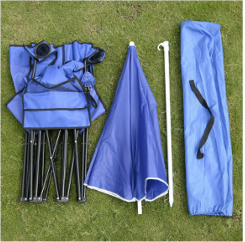 Outdoor Portable Foldable Double Chair with Umbrella, Dual cup holders & insulated cooler bag