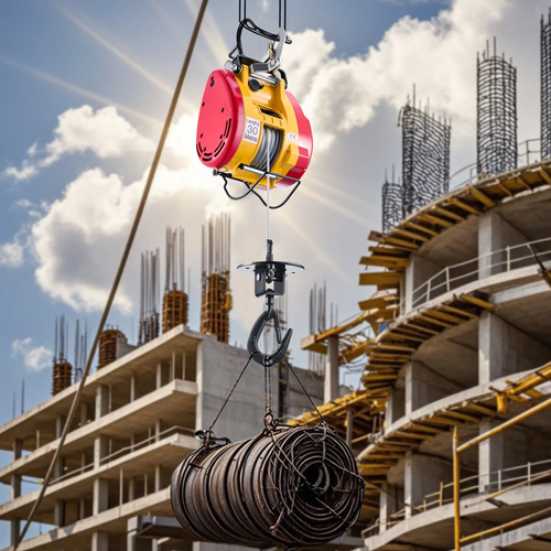 2-in-1 Electric Hoist Winch, 1100 lbs Capacity, 1800W Portable Power Winch, 98 ft Lifting Height, with Wire and Wireless Remote Control, for Garage, Warehouse, Factory Lifting Towing