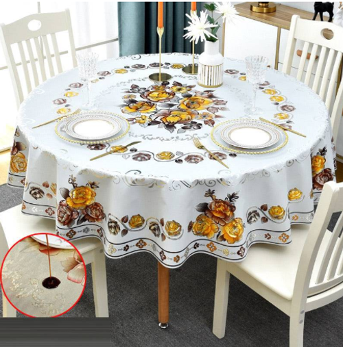 Luxury Waterproof & Oil-Proof Wash-Free Round Tablecloth✨