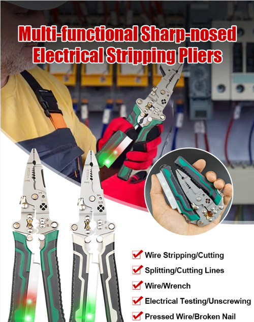 🔥🔥Foldable Wire Stripper Crimper Cable Cutter Pliers Upgraded Multifunctional for Wire Stripping Shearing Cutting Tools