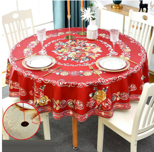 Luxury Waterproof & Oil-Proof Wash-Free Round Tablecloth✨
