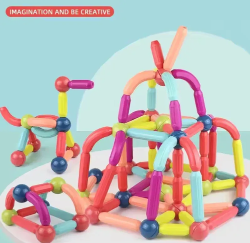 Magnetic Building Blocks Transparent Magnetic 3D Building Blocks 84 Pieces Children's Educational Toys (With Storage Box)
