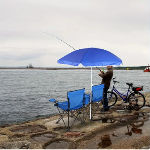 Outdoor Portable Foldable Double Chair with Umbrella, Dual cup holders & insulated cooler bag
