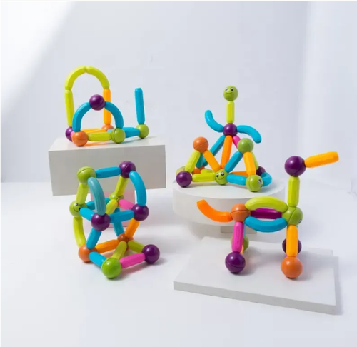 Magnetic Building Blocks Transparent Magnetic 3D Building Blocks 84 Pieces Children's Educational Toys (With Storage Box)