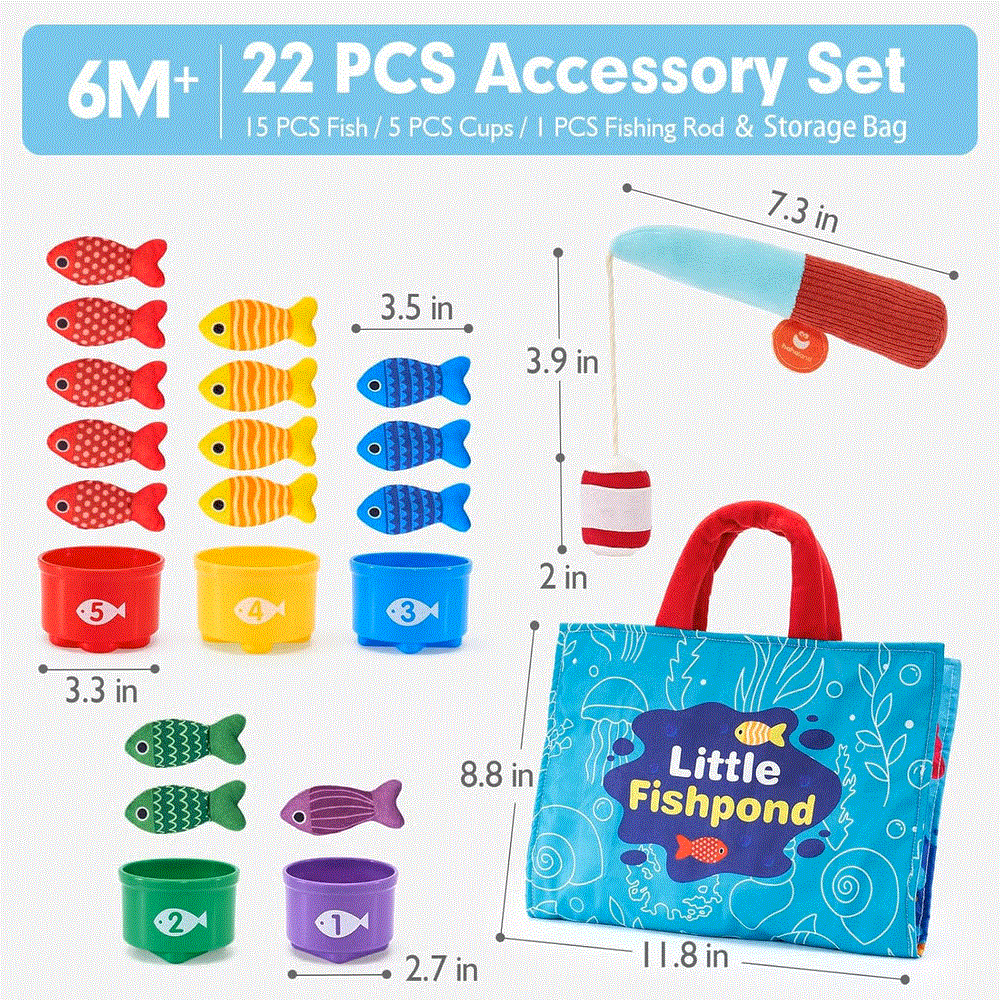 👉 22 Pieces Toddler Fishing Toys Montessori Toys Suitable for 1-3 Years Old Boys Girls Birthday Gift