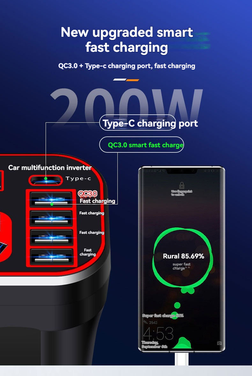 Powerful 200W on-board charging inverter