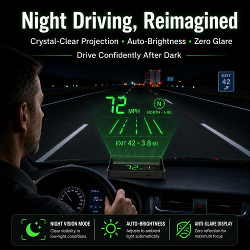 GPS Head-Up Display for Cars – Digital MPH Speedometer with HUD Projection