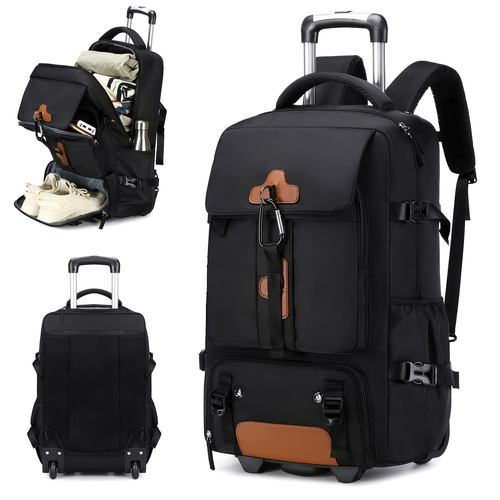 A high-end travel backpack with wheels