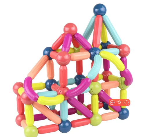 Magnetic Building Blocks Transparent Magnetic 3D Building Blocks 84 Pieces Children's Educational Toys (With Storage Box)