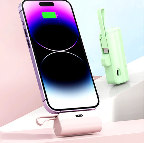 🔥10000mAh Mini Powerbank 5000mAh Type C Portable Powerbank For iPhone Charge Built in Type C Cable 2 in 1 Power Bank For Android