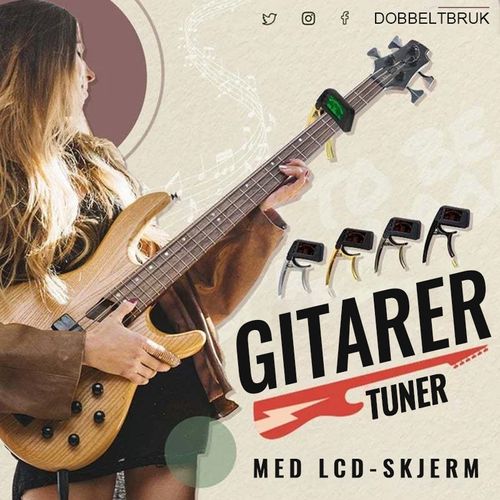 Gitar-Capo-Tuner Med To Formål Med Lcd-Skjerm