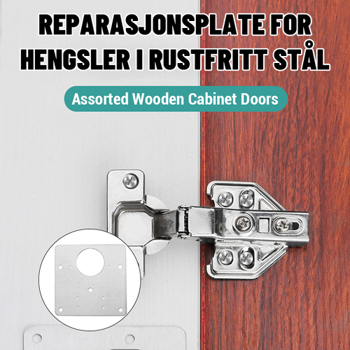 Reparasjonsplate For Hengsler I Rustfritt Stål