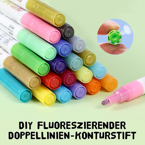 DIY fluorescerende dobbeltlinje konturpenn
