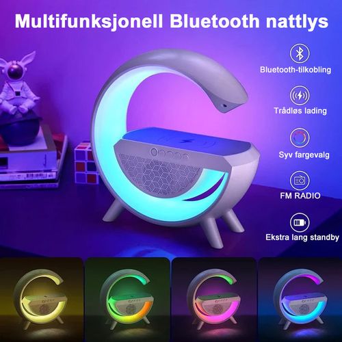 🎄Julesalg-40% AVSLAG🎅✨Multifunksjons Bluetooth-Høyttaler - Fargerikt Omgivelseslys Trådløs Ladeklokke Alt-I-Ett-Maskin