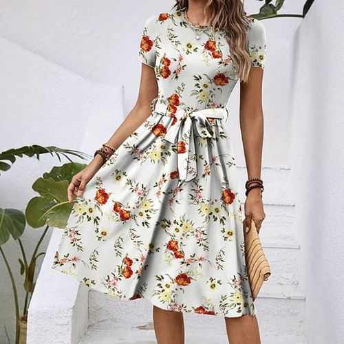 ⏳Time-limited Special⏰Women's Elegant Printed Round Neck Dress👗