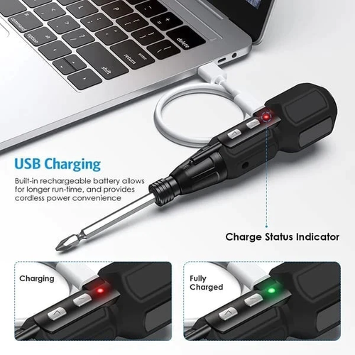 Mini Cordless Electric Screwdriver 3.6V Lithium Rechargeable with Magnetic Tip and Work Light