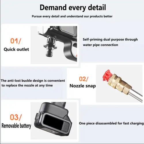 Car Washing Machine Water Spray Gun Car Wash Wireless Lithium Battery Portable High Pressure Car Washer
