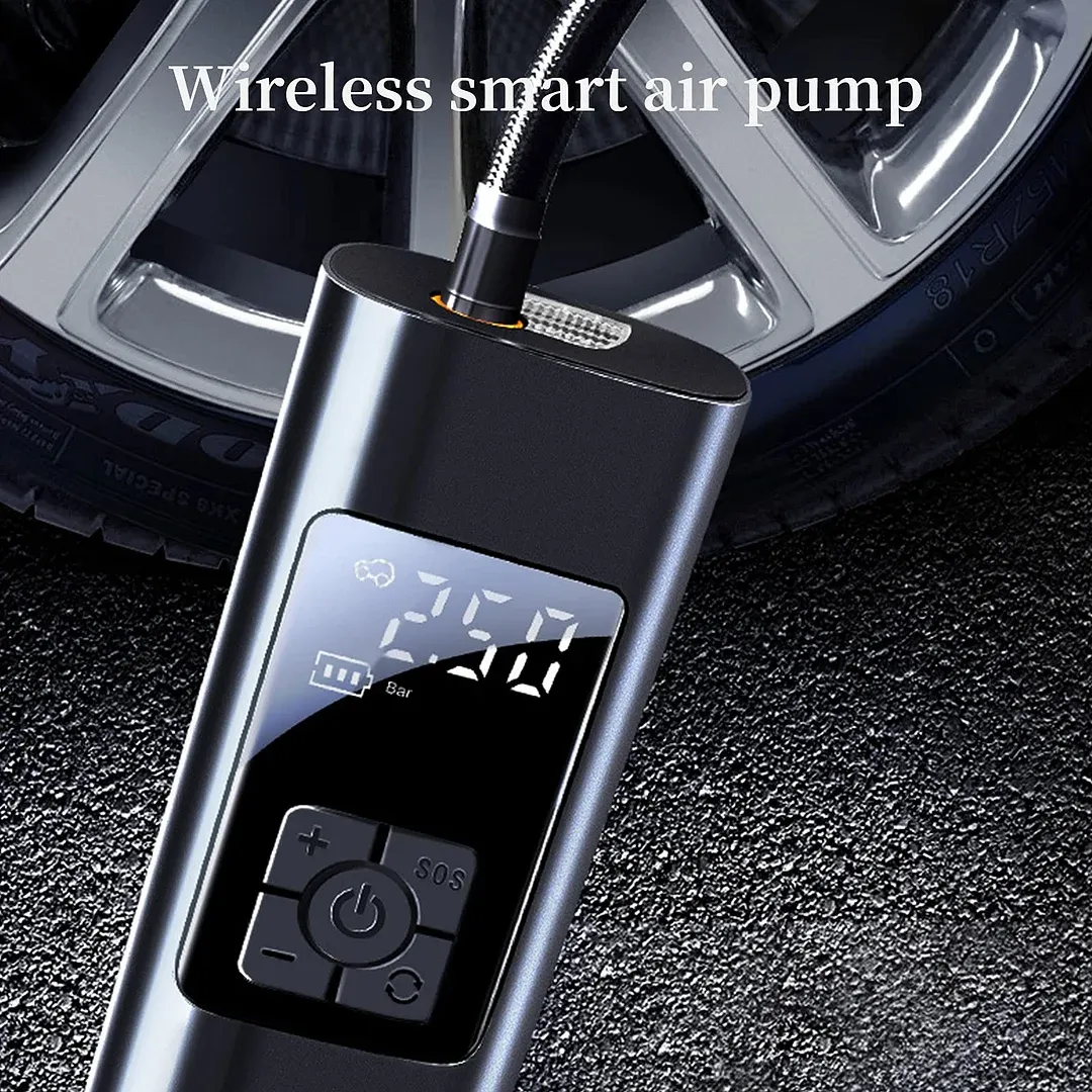 Portable Air Compressor, Cordless Version 6000mAh Rechargeable Li-ion Battery for Car Bicycle Air Pump with LED Lighting