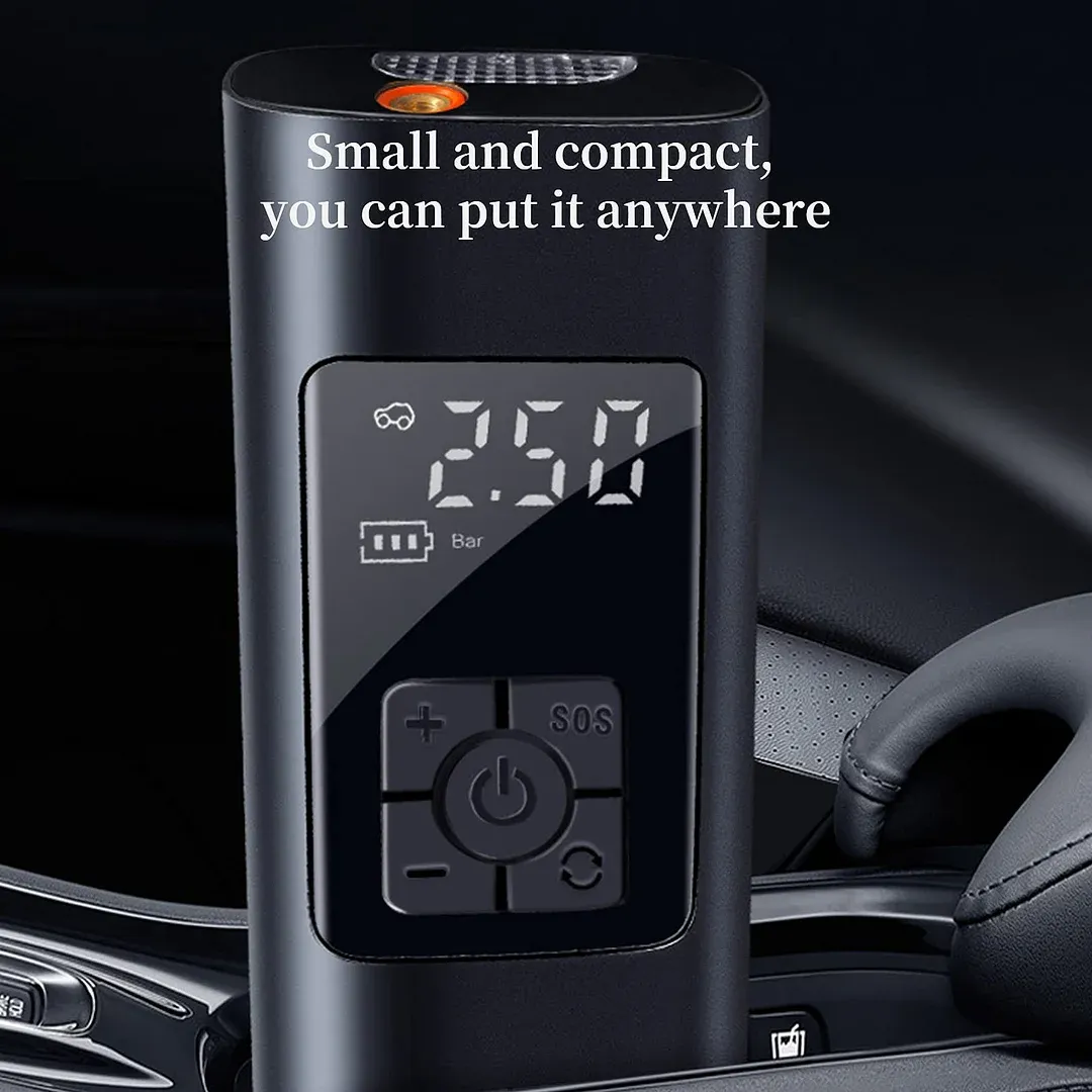 Portable Air Compressor, Cordless Version 6000mAh Rechargeable Li-ion Battery for Car Bicycle Air Pump with LED Lighting