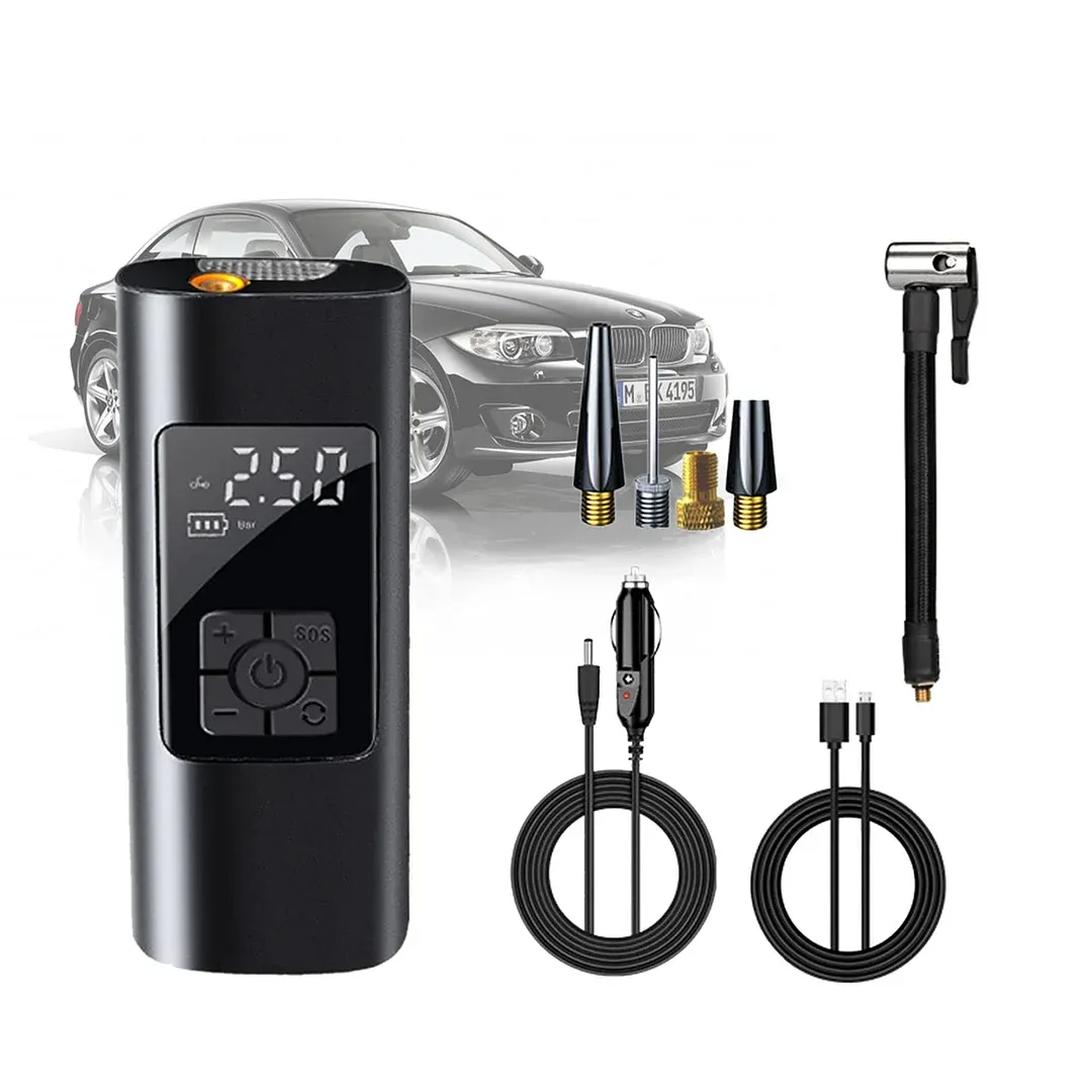 Portable Air Compressor, Cordless Version 6000mAh Rechargeable Li-ion Battery for Car Bicycle Air Pump with LED Lighting